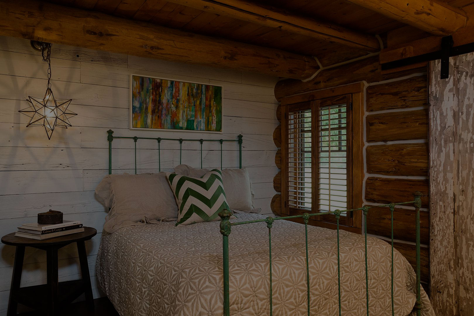 A beautiful cabin interior built with vintage reclaimed lumber.